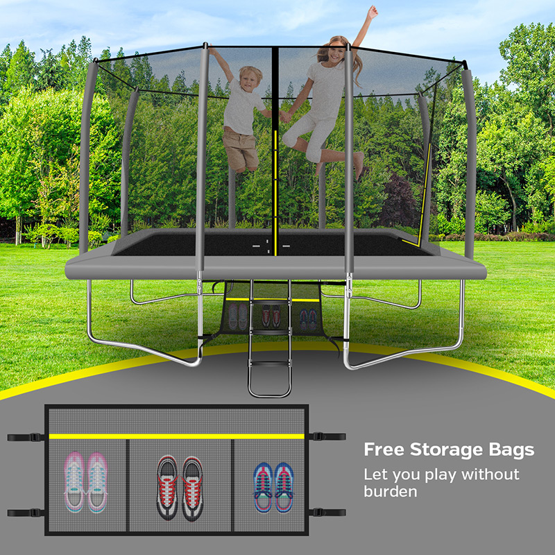 Maxo Max 8x12ft Rectangular Trampoline with Safety Enclosure Grey – Free Ladder & Shoe Tidy - Image 6