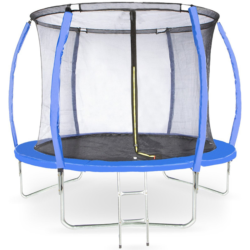 Mako Amigo 8ft Trampoline with Enclosure Free Shoe Tidy & Ladder – Blue