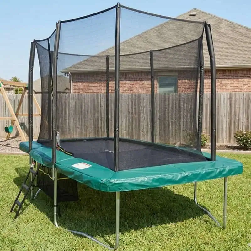 9x14ft Rectangular Trampoline with Safety Enclosure Green – Free Ladder & Shoe Tidy