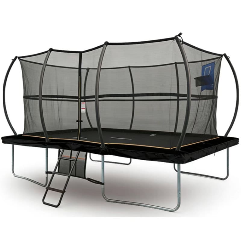 9x14ft Rectangular Trampoline with Safety Enclosure Black - Free Ladder Shoe Tidy Anchor Kit Basketball