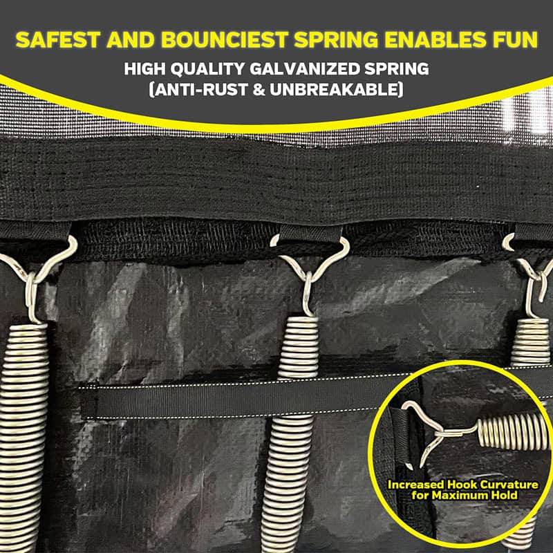 7x10ft Rectangular Trampoline with Safety Enclosure Black - Free Ladder & Shoe Tidy