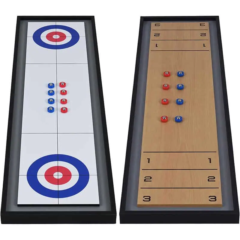 Mako 2-in-1 Wooden Shuffleboard & Curling Tabletop Board Game | 8 Pucks