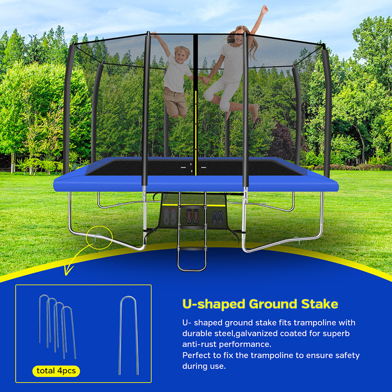 Mako Max 7x10ft Rectangular Trampoline with Safety Enclosure Blue - Free Ladder & Shoe Tidy - Image 9