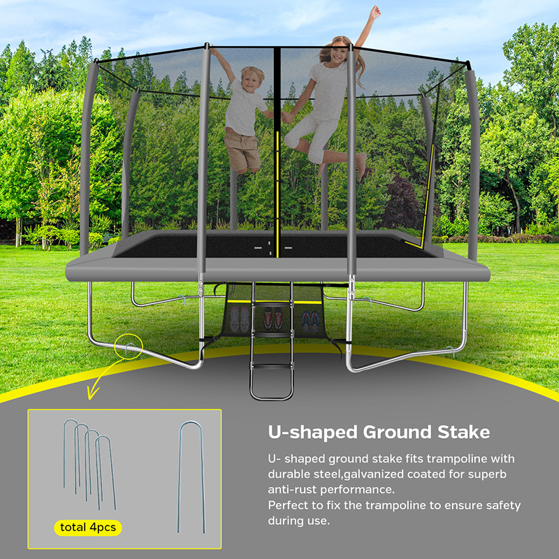 Maxo Max 8x12ft Rectangular Trampoline with Safety Enclosure Grey – Free Ladder & Shoe Tidy - Image 9