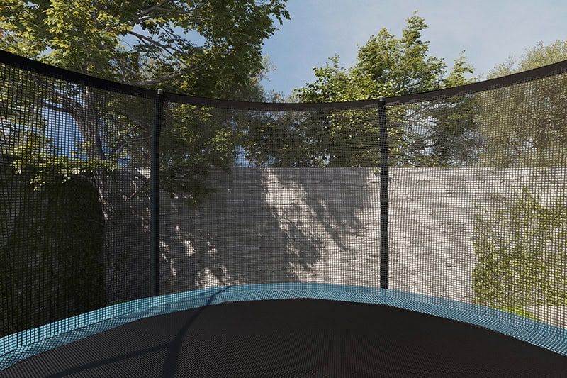 12ft Trampoline with Safety Enclosure Free Ladder Floor Mat & Socks – Black / Blue