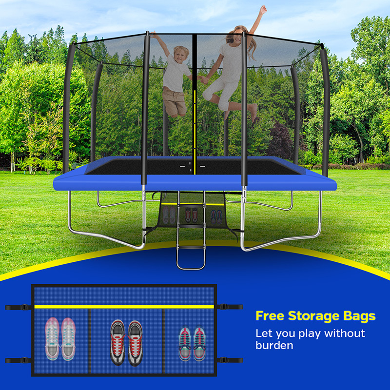 Mako Max 7x10ft Rectangular Trampoline with Safety Enclosure Blue - Free Ladder & Shoe Tidy - Image 8
