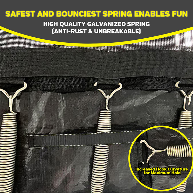 Maxo Max 8x12ft Rectangular Trampoline with Safety Enclosure Grey – Free Ladder & Shoe Tidy - Image 8