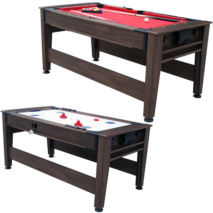 Mako Mania 6ft Pool and Air Hockey Table Mahogany
