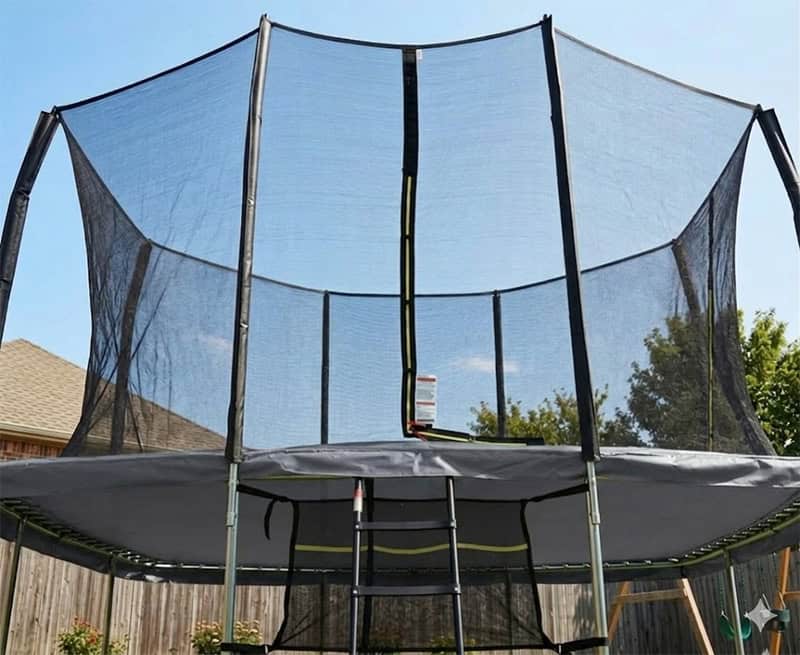 8x12ft Rectangular Trampoline with Safety Enclosure Grey – Free Ladder & Shoe Tidy