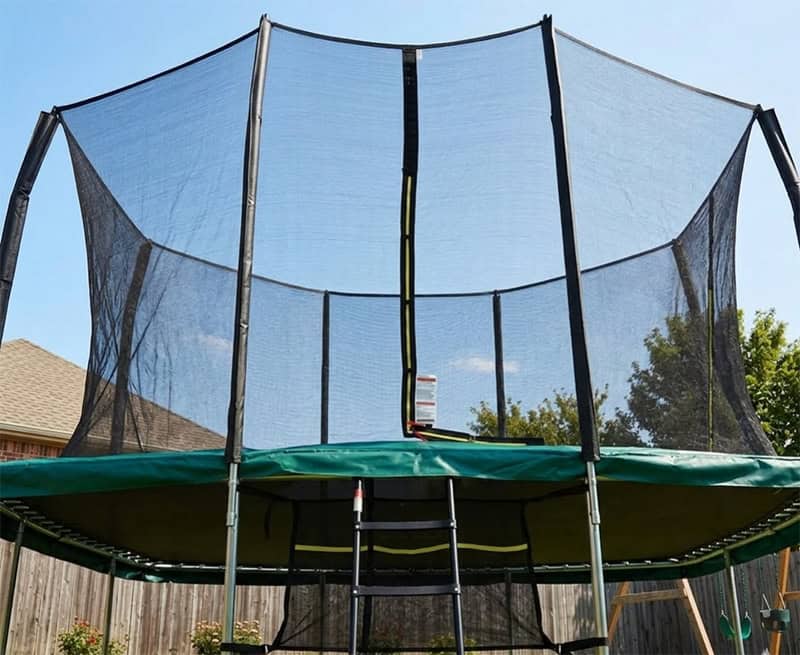 8x12ft Rectangular Trampoline with Safety Enclosure Green – Free Ladder & Shoe Tidy