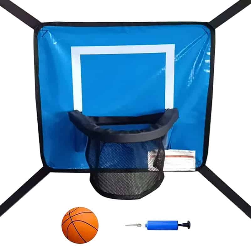 5x7ft Rectangular Trampoline with Safety Enclosure Grey - Free Ladder Shoe Tidy Anchor Kit Basketball