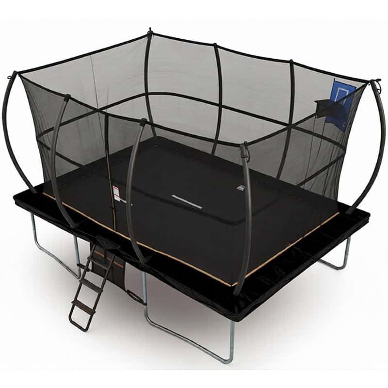 8x12ft Rectangular Trampoline with Safety Enclosure Black - Free Ladder Shoe Tidy Anchor Kit Basketball