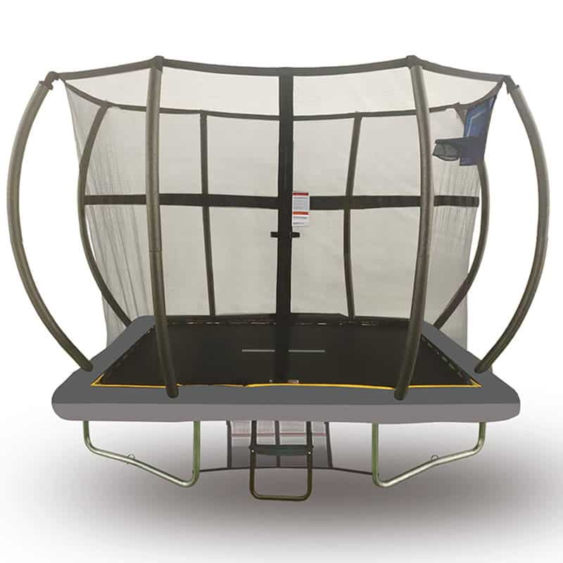 Mako Bounce 5x7ft Rectangular Trampoline with Safety Enclosure Grey - Free Ladder Shoe Tidy Anchor Kit Basketball - Image 2