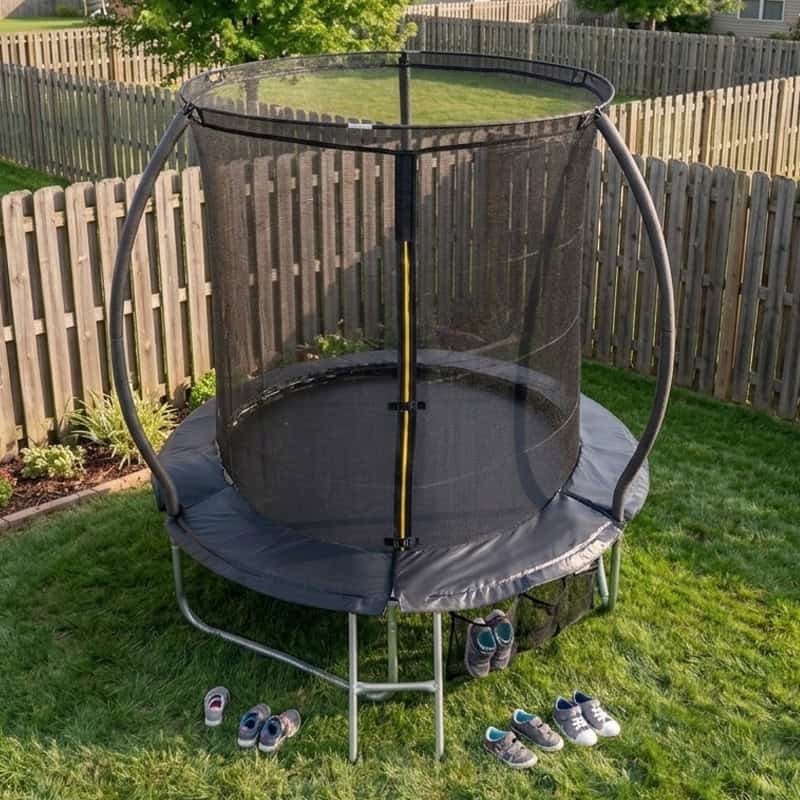 Big Air 6ft Trampoline & Safety Enclosure Free Shoe Tidy & Ladder – Black