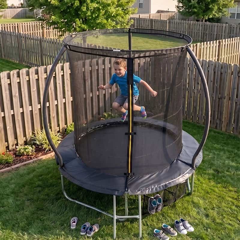 Big Air 6ft Trampoline & Safety Enclosure Free Shoe Tidy & Ladder – Black
