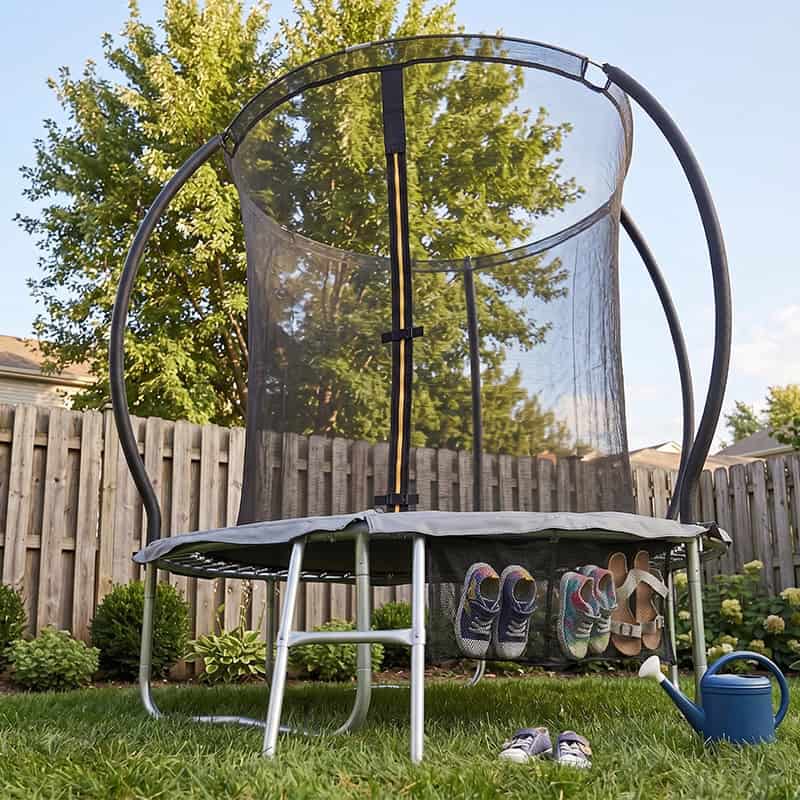6ft Trampoline & Safety Enclosure Free Shoe Tidy & Ladder – Grey