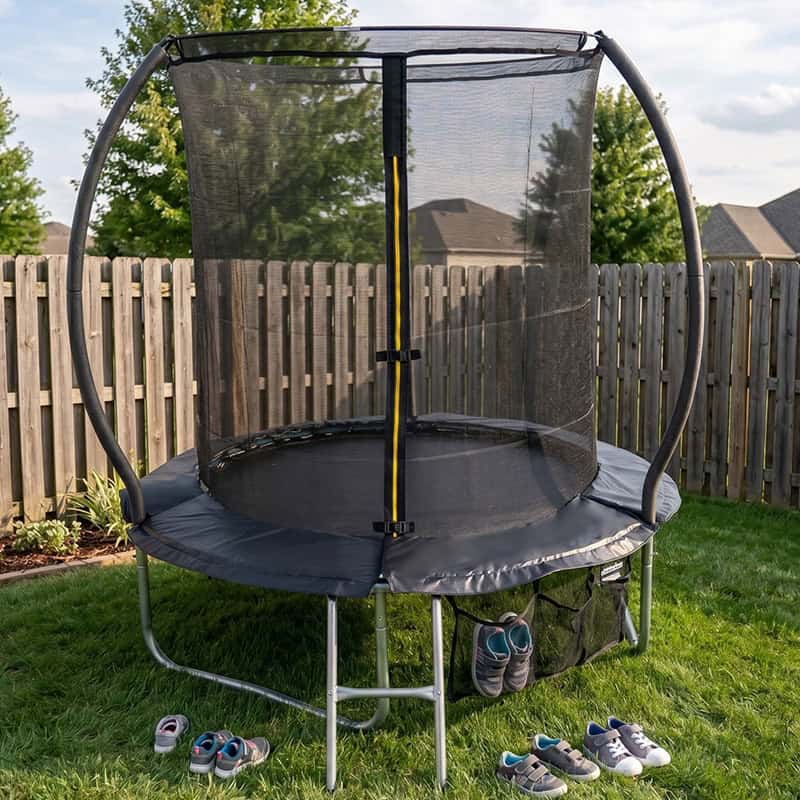 Mako 6ft Trampoline & Safety Enclosure Free Shoe Tidy & Ladder – Black