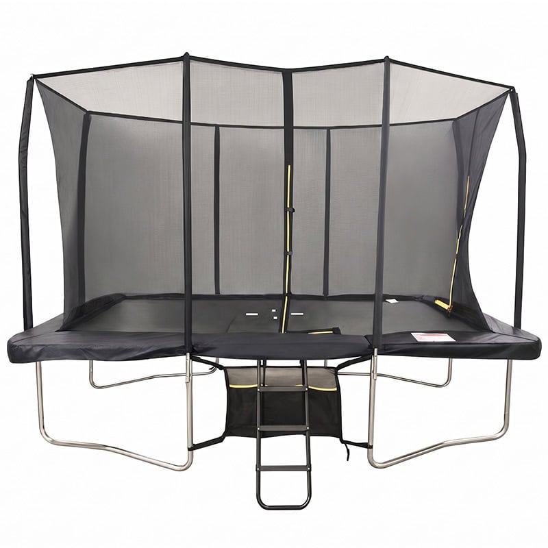 7x10ft Rectangular Trampoline with Safety Enclosure Black - Free Ladder & Shoe Tidy