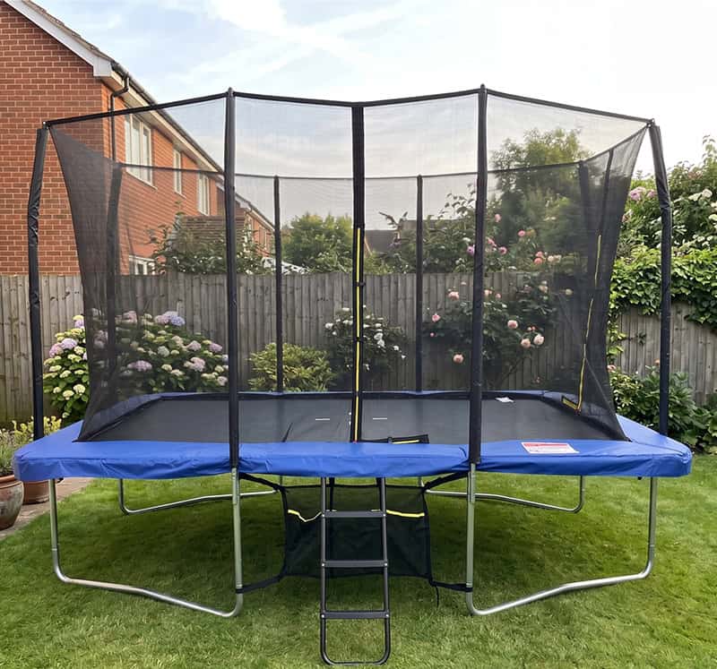 7x10ft Rectangular Trampoline with Safety Enclosure Grey - Free Ladder & Shoe Tidy