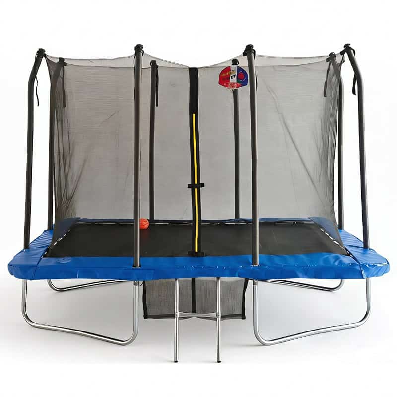 5x7ft Rectangular Trampoline with Safety Enclosure Blue FREE Ladder Basketball Game & Shoe Tidy
