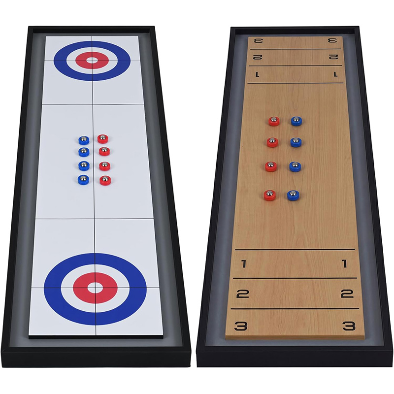 Mako 2-in-1 Wooden Shuffleboard & Curling Tabletop Board Game | 8 Pucks